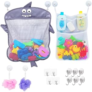 2 x Mesh Bath Toy Organizer 6 Ultra Strong Hooks The Perfect Bathtub Toy Holder Bathroom or Shower