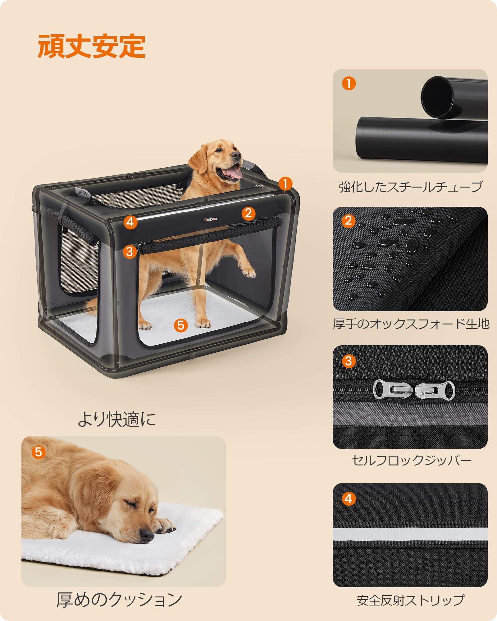 Amazon.co.jp: FEANDREA ペットキャリー バッグ 折りたたみ 通気性