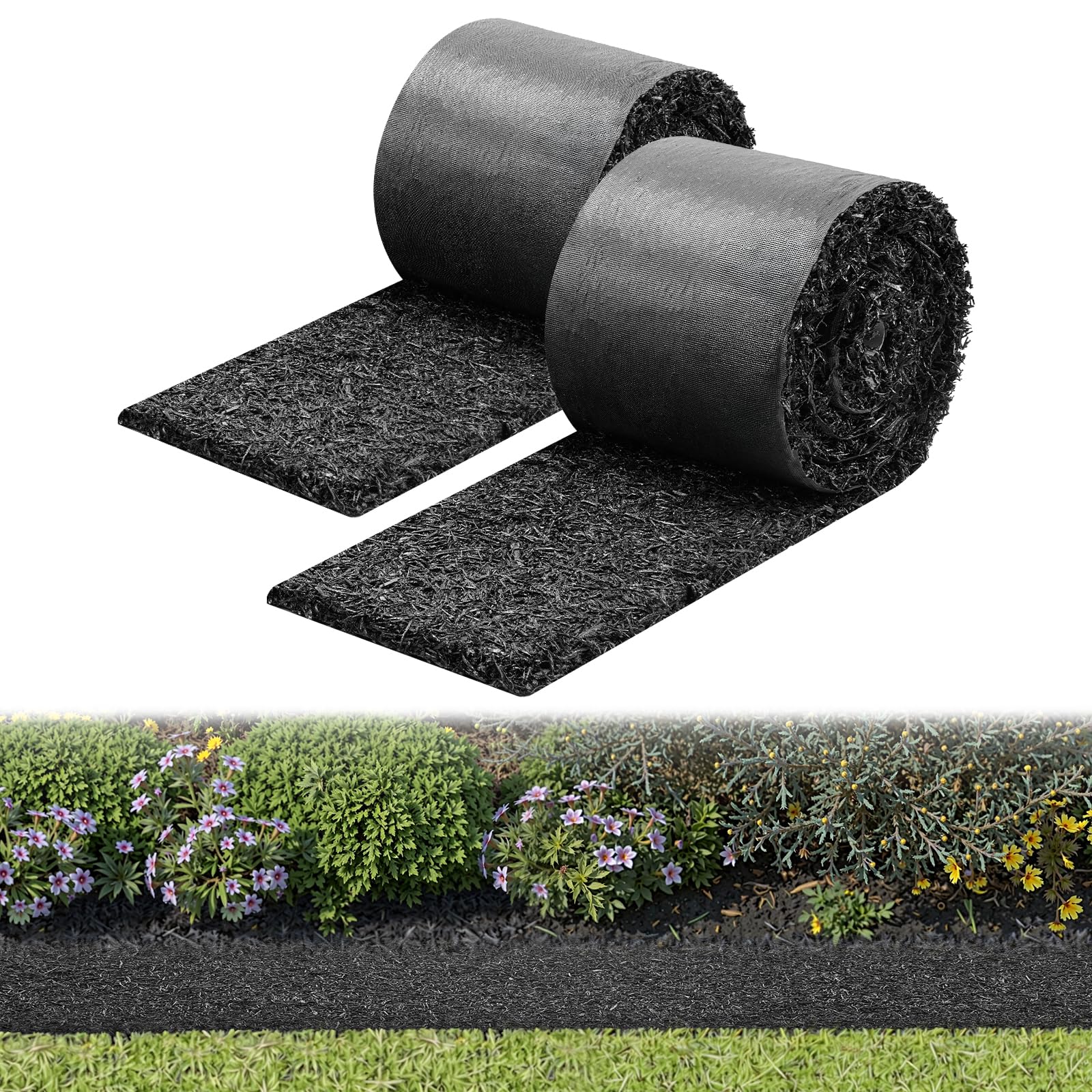 VEVOR Rubber Mulch Mat Roll, 140 x 4.5 in, Recycled Rubber