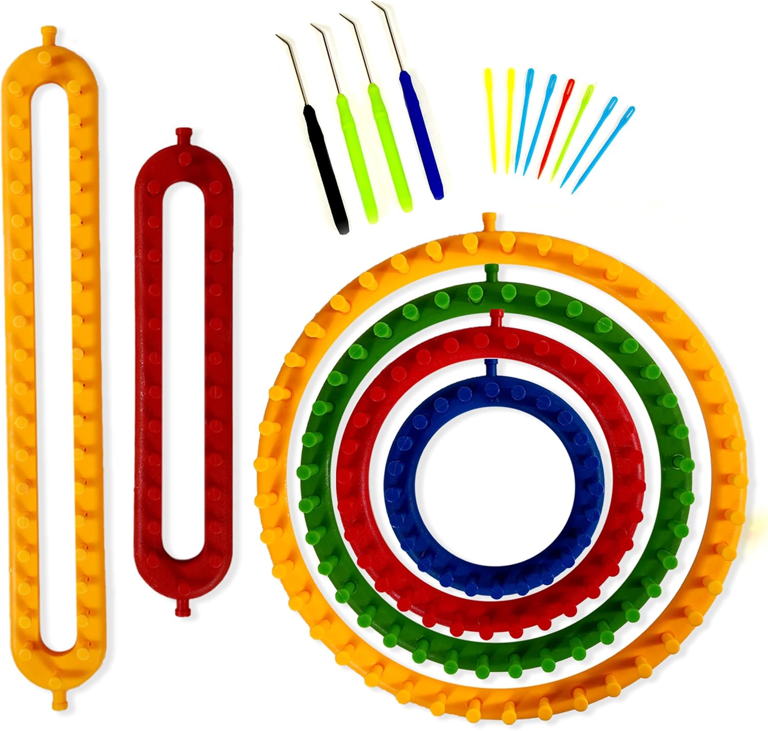 Knitting Loom Kit 4 Round Looms, 2 Rectangular Looms, 4