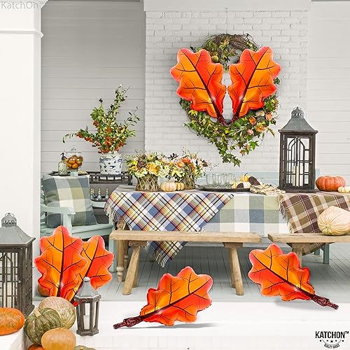 Miniatura 8 de KatchOn, Cartel de Feliz Acción de Gracias  XL, 72 x 44 pulgadas  Globos grandes de hojas de otoño  27 pulgadas, paquete de 6  Fondo de feliz Acción