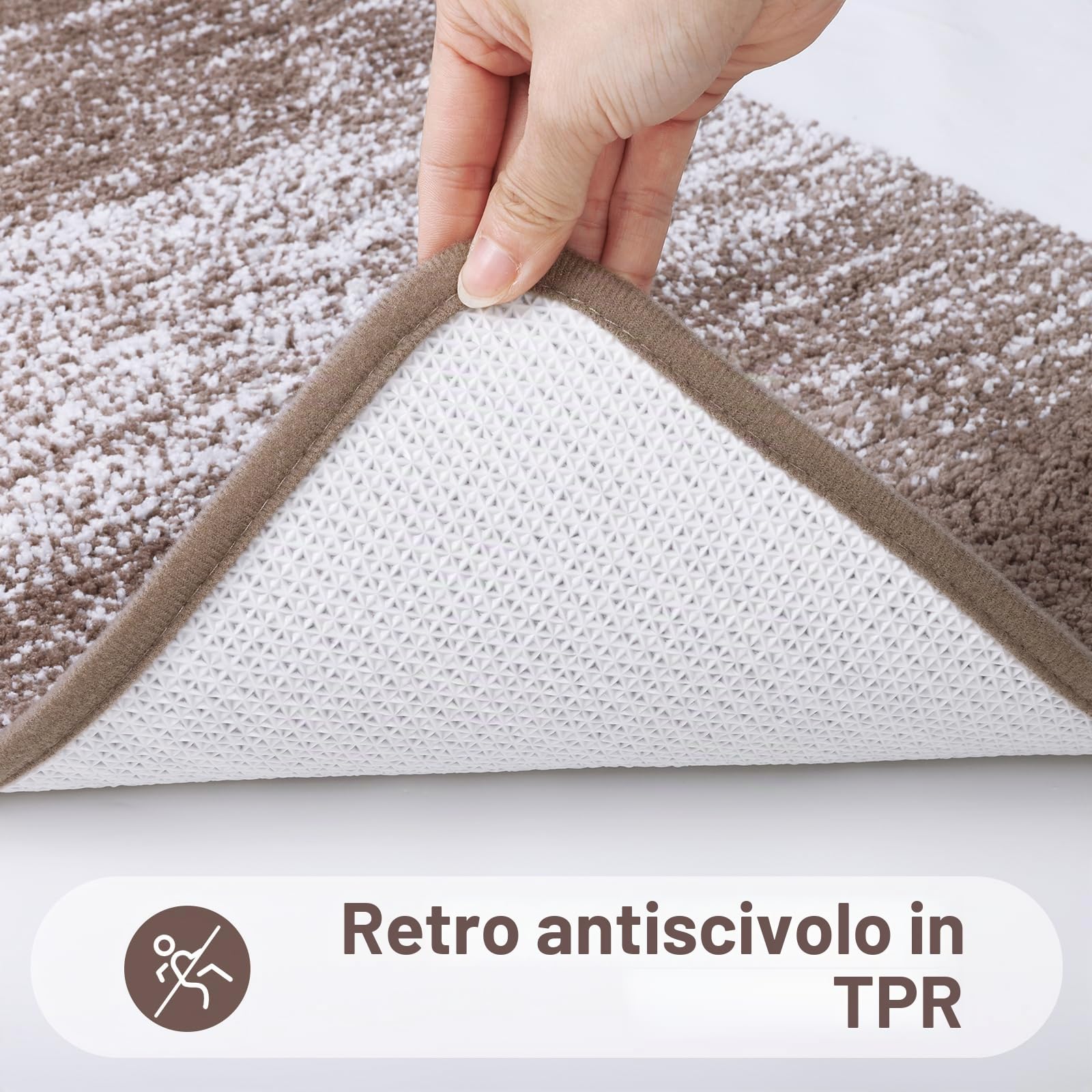 Bsmathom Set di 4 tappeti da bagno con copriwater, antiscivolo, assorbenti, in microfibra, lavabili in lavatrice, colore: caffè