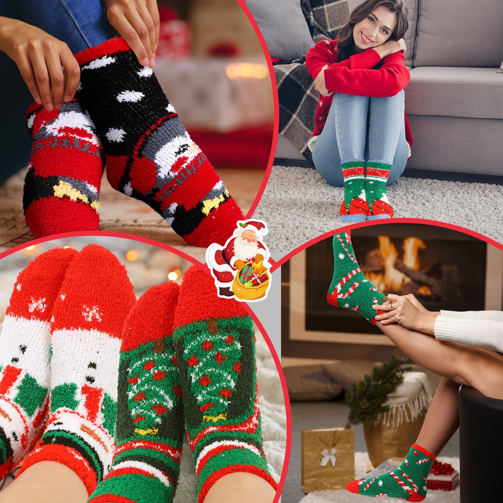 Jeyiour Lot de 36 chaussettes de Noël en coton tricoté pour femme - Cadeau de Noël amusant
