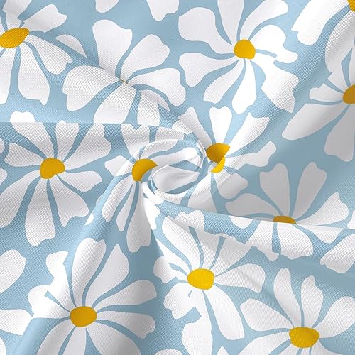 Miniatura 69 de Cortina de ducha floral de margaritas azules, cortina de ducha bohemia con flores de primavera para baño femenino, juego de cortina de ducha moderna