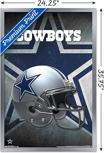 Miniatura 3 de Trends International NFL Dallas Cowboys - Póster de pared con casco 16, 22.375 x 34 pulgadas, versión enmarcada plateada
