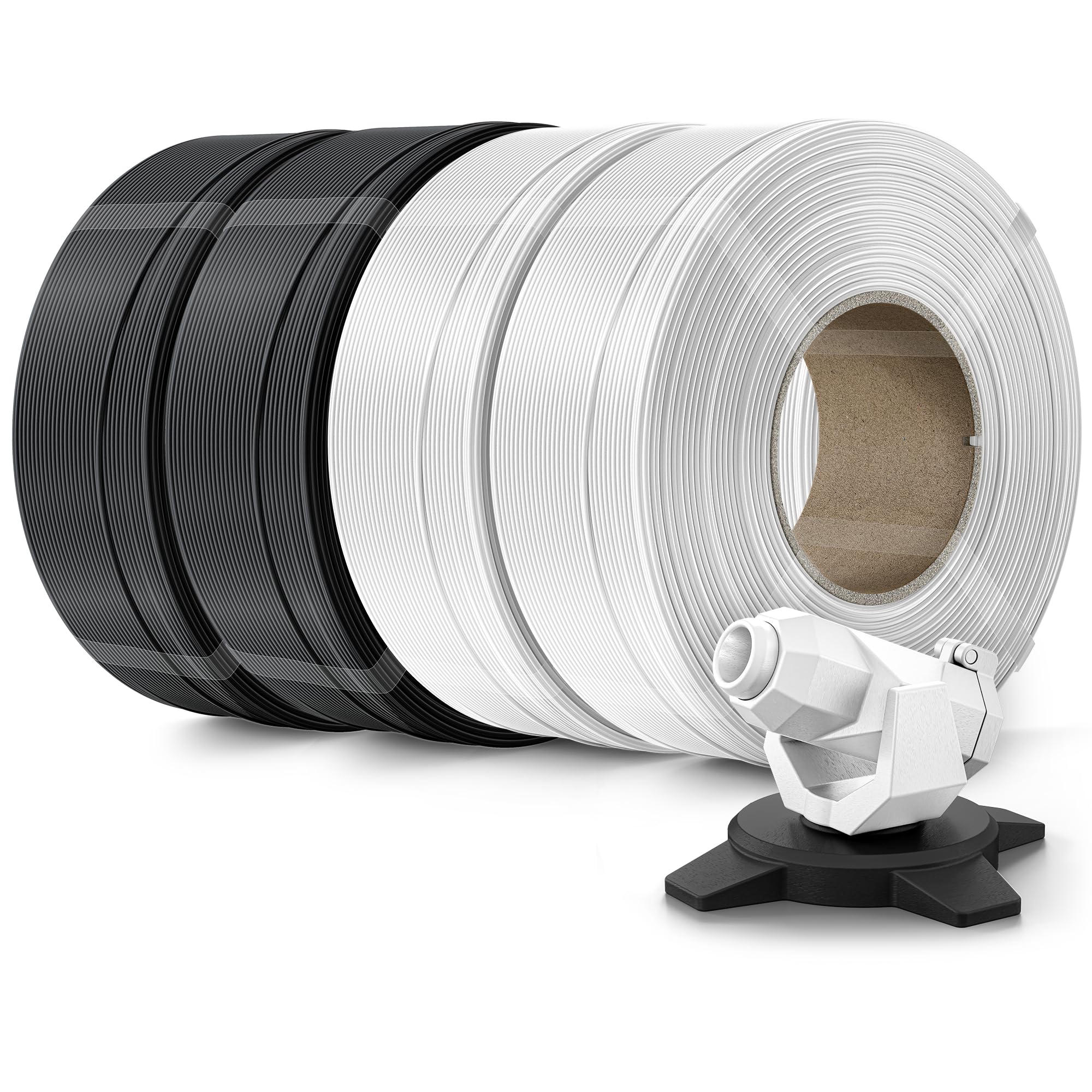 Creality PETG Filament Refill 1.75mm 3D Printer Filament, 4kg (8.8lb) Refilament for Bambu Lab Reusable Spool, Dimensional Accuracy ±0.03mm, Black+Black+White+White