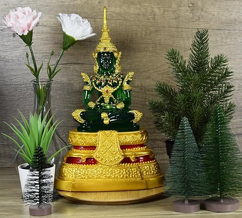Miniatura 13 de BUDDHO Estatua de Buda de esmeralda para meditar, sentada de 11 pulgadas de alto, estatua de Buda tailandesa decoración del hogar, estatua de Buda