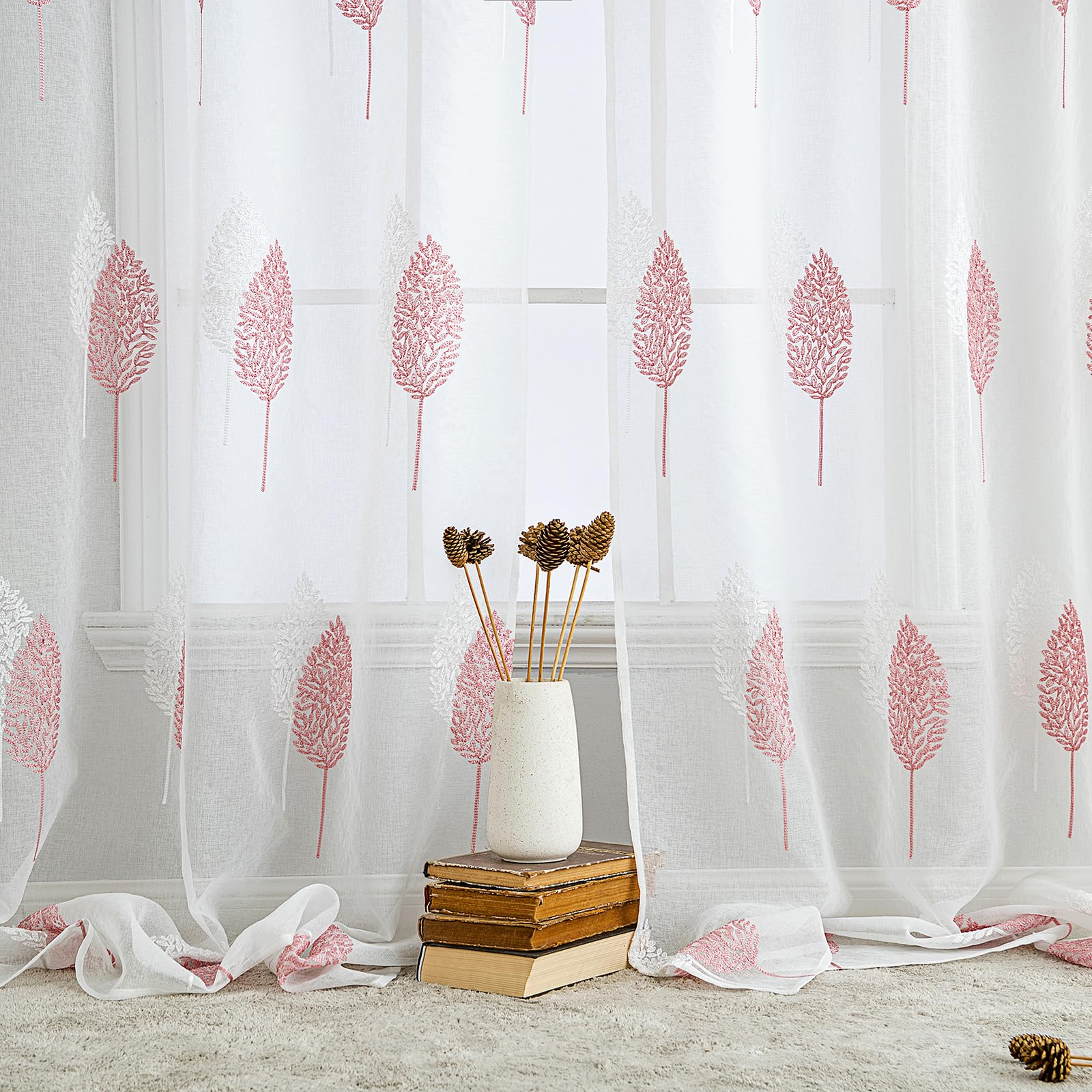 Hiasan Sheer - Set di 2 tende in voile, per soggiorno con occhielli