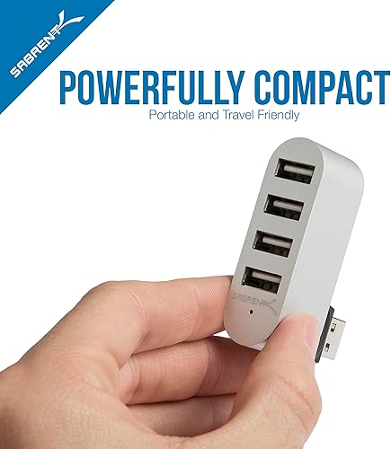 Miniatura 7 de SABRENT Mini USB 2.0 Hub de aluminio de 4 puertos premium 90180 grados giratorio (HB-UMMC)