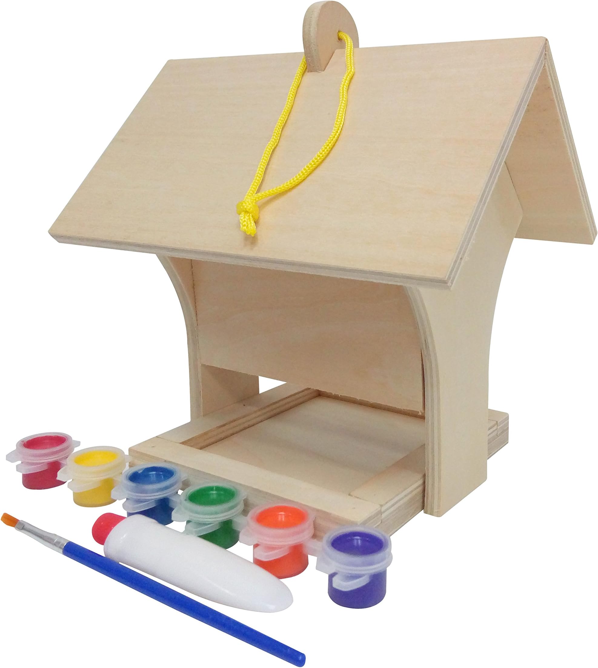 Funmate KD Bird Feeder Build & Paint Your Own Deluxe Bird Feeder Solid Wood W/Hang Rope