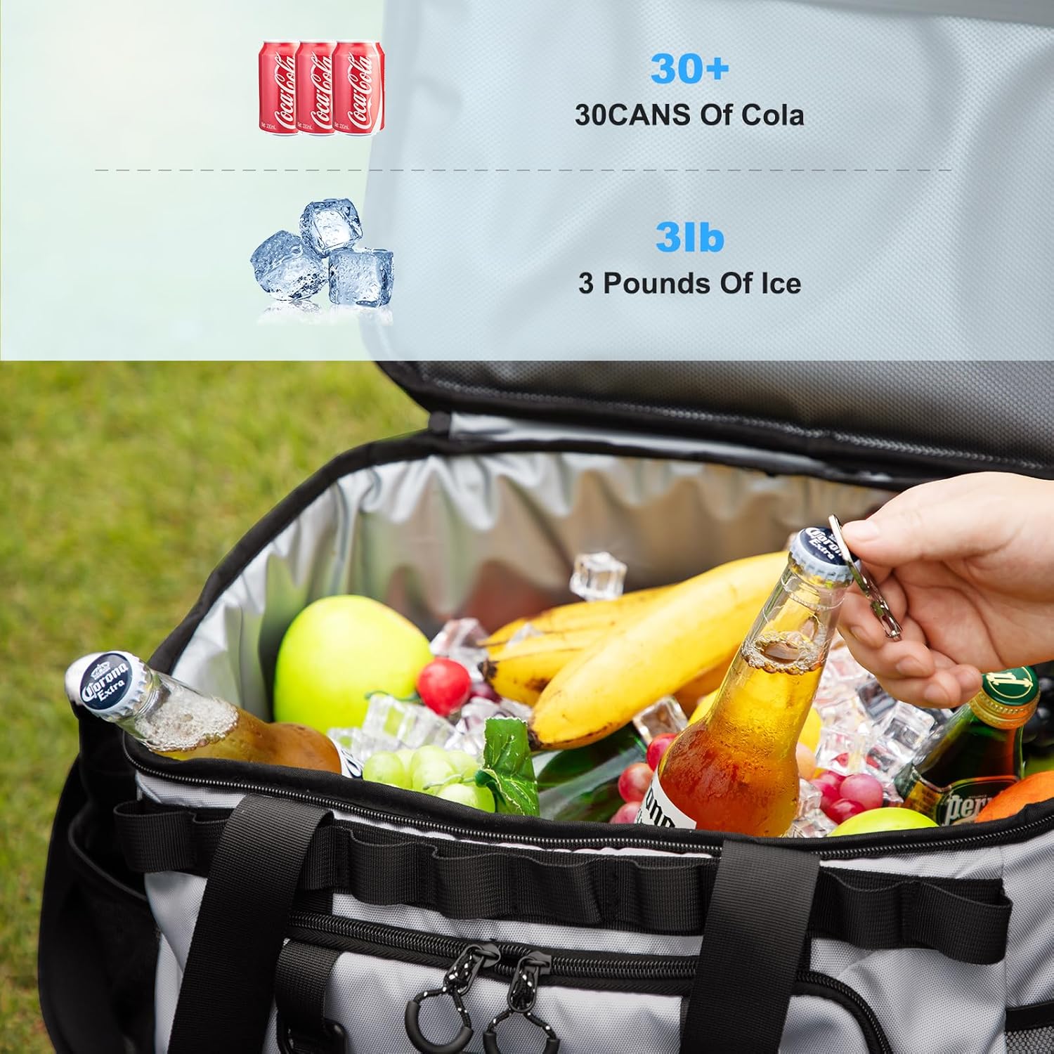 Soft Travel Coolers Bags Insulated Cooling 16hour for Camping Hiking Beach Travel Soft Sided Insulated Cooler Bag 20/48Cans for Women Men