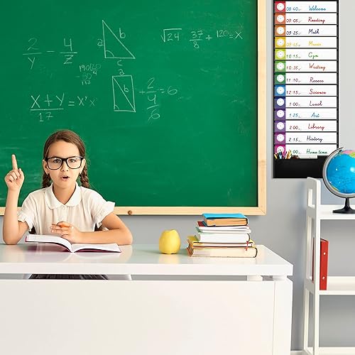 Miniatura 5 de Tabla de bolsillo para horario diario, tablas de aula con 13+1 bolsillos, 13 tarjetas de colores reutilizables de doble cara, 13 en blanco y 2