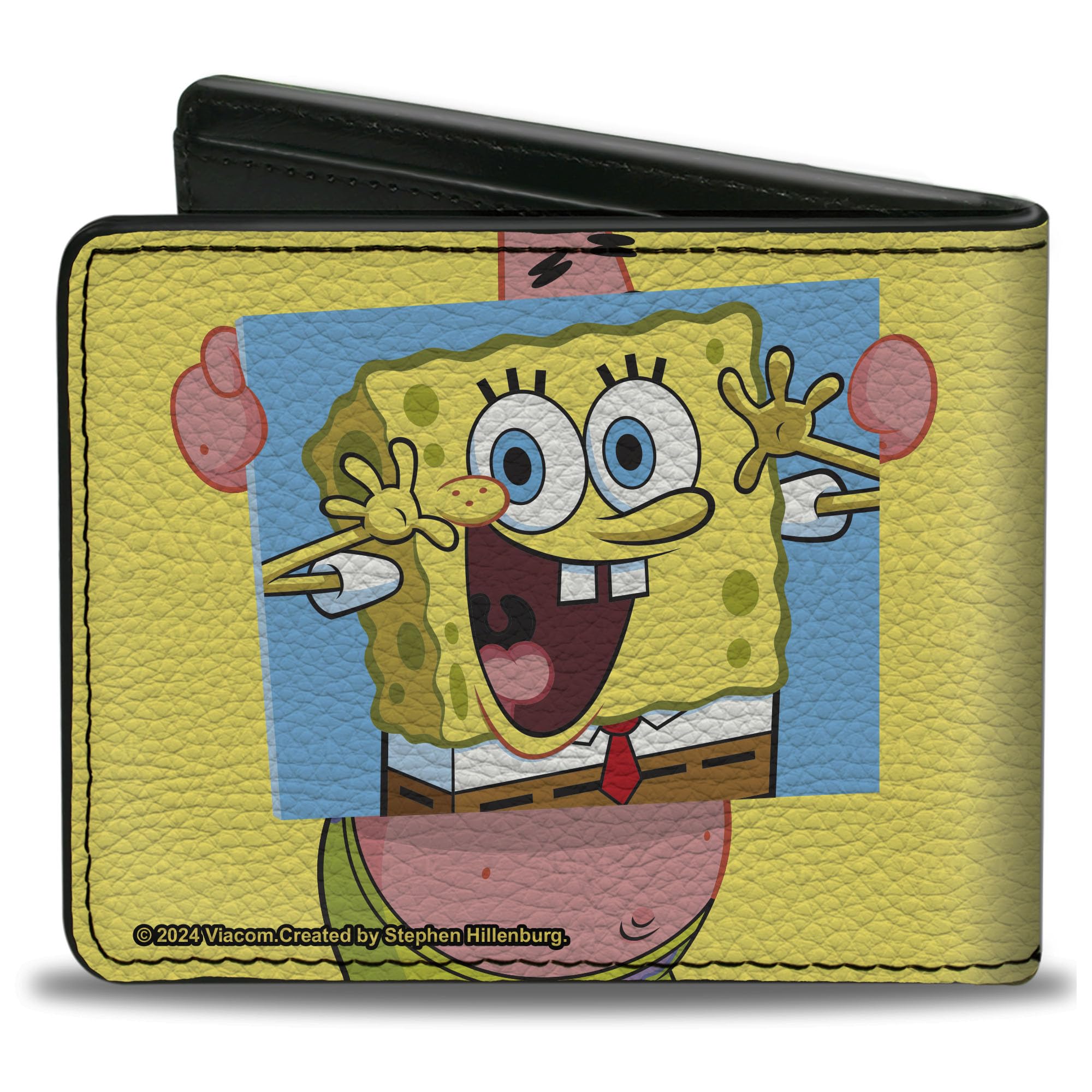 Buckle-Down SpongeBob SquarePants Wallet, Bifold, Patrick Star Holding SpongeBob Portrait Pose Yellow, Vegan Leather