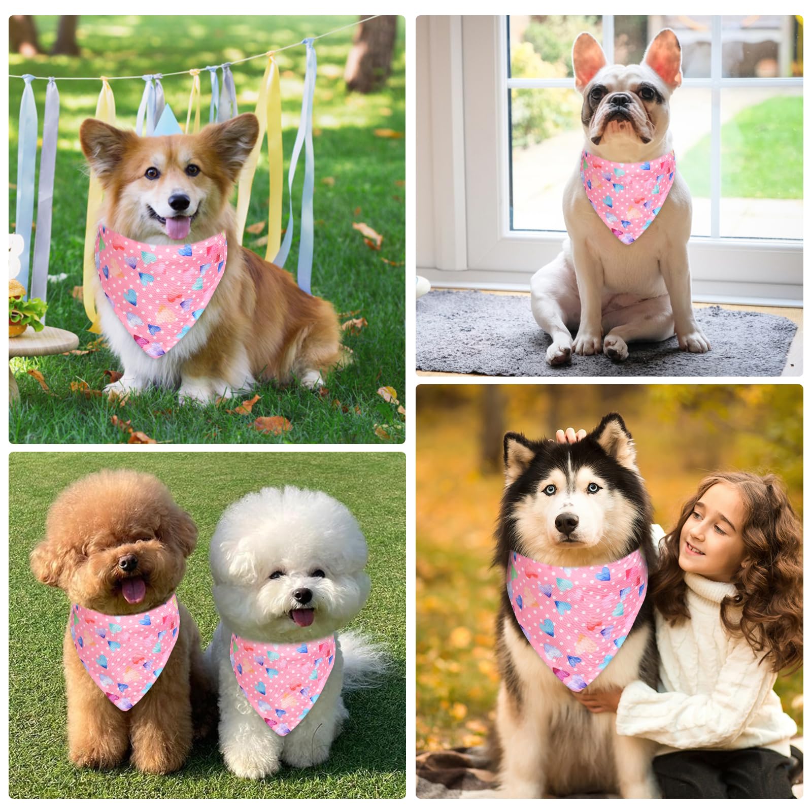 Baotongle Hundehalstücher 3er-Pack Für Valentinstag – Herzen-Muster Für Mittelgroße & Große Hunde