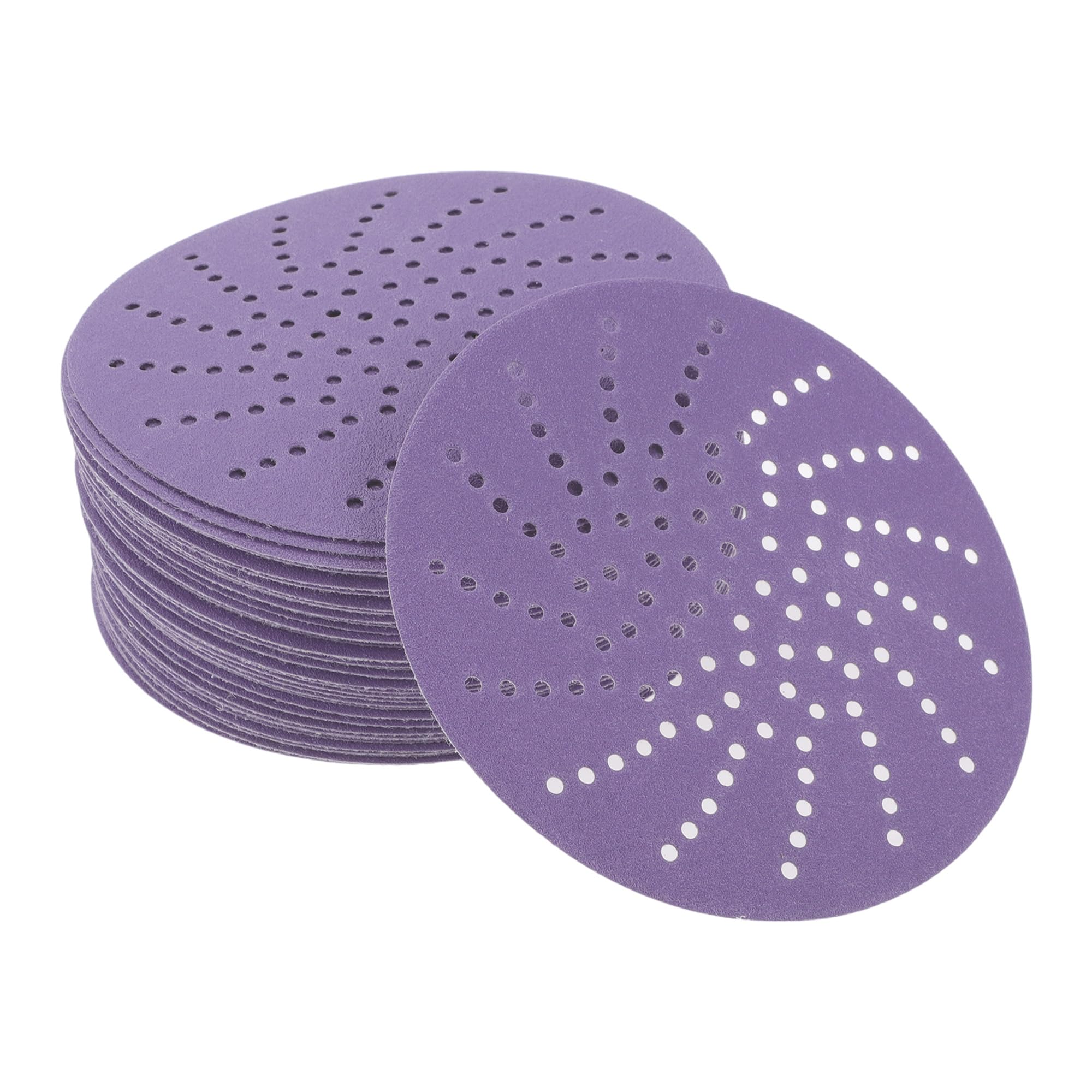 Partuto 50 Pcs 5 Inch 150 Grit Universal Sanding Discs - Round Hook and Loop Sandpaper - Polyester Film Purple