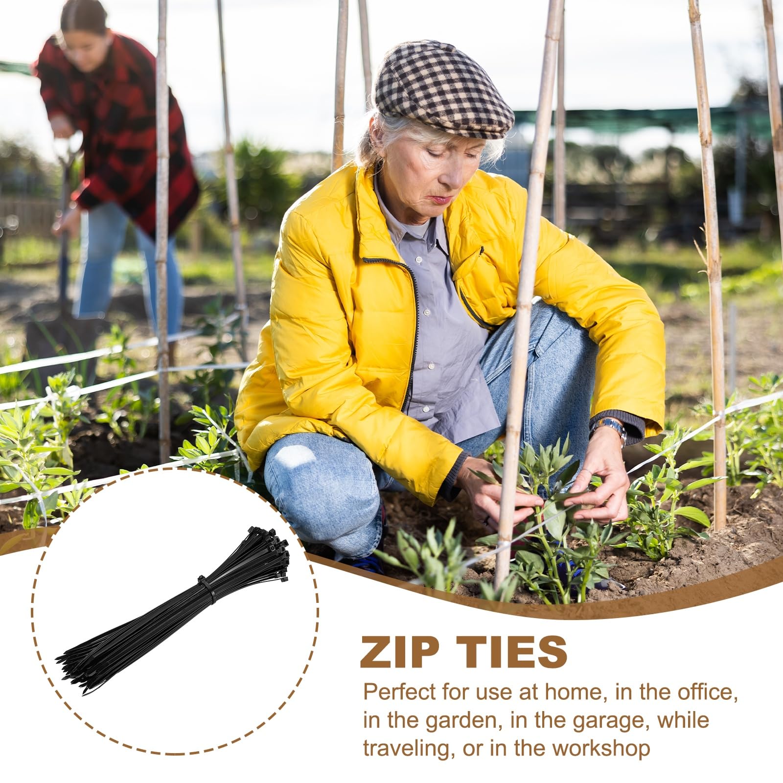 YELARXI Zip Ties Plastic Cable Ties, Self-Locking Wire Zip Tie 12 Inch Fit for Home Garden Office Workshop Travel - (100 Pack, Black) - Image 4