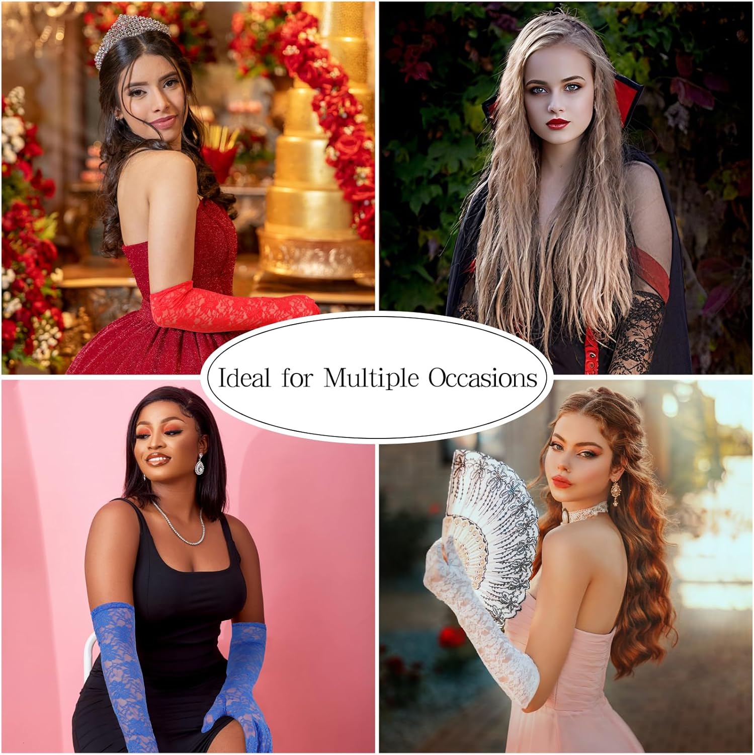 Lace Gloves Women Elbow Length Tea Party Opera Princess Lace Gloves for Women Girls - Image 6