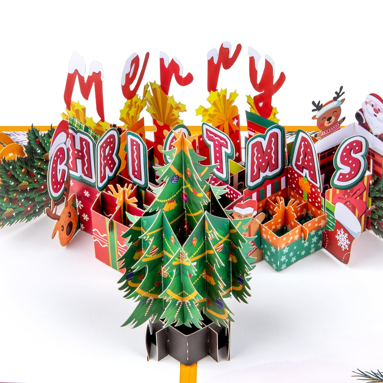 Christmas Tree and Box Pop Up Greeting Cards with Blank Note Card & Envelope, celebration gift for Friendship, Love, Anniversary, Special Moments, Appreciated, Birthday