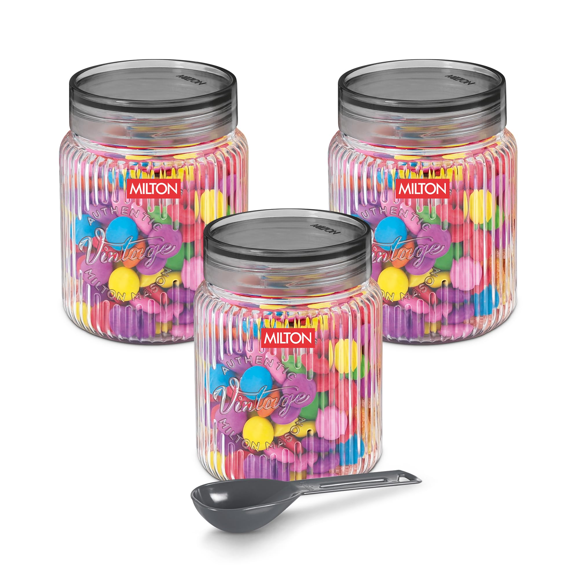Milton Olive Plastic Container with Lids, 500 ml, Clear Kitchen Storage Box Set of 3, Food Storage Jars for Kitchen, Tea Sugar Container, Airtight, Durable, Multi-purpose, Ideal for Kitchen Essentials