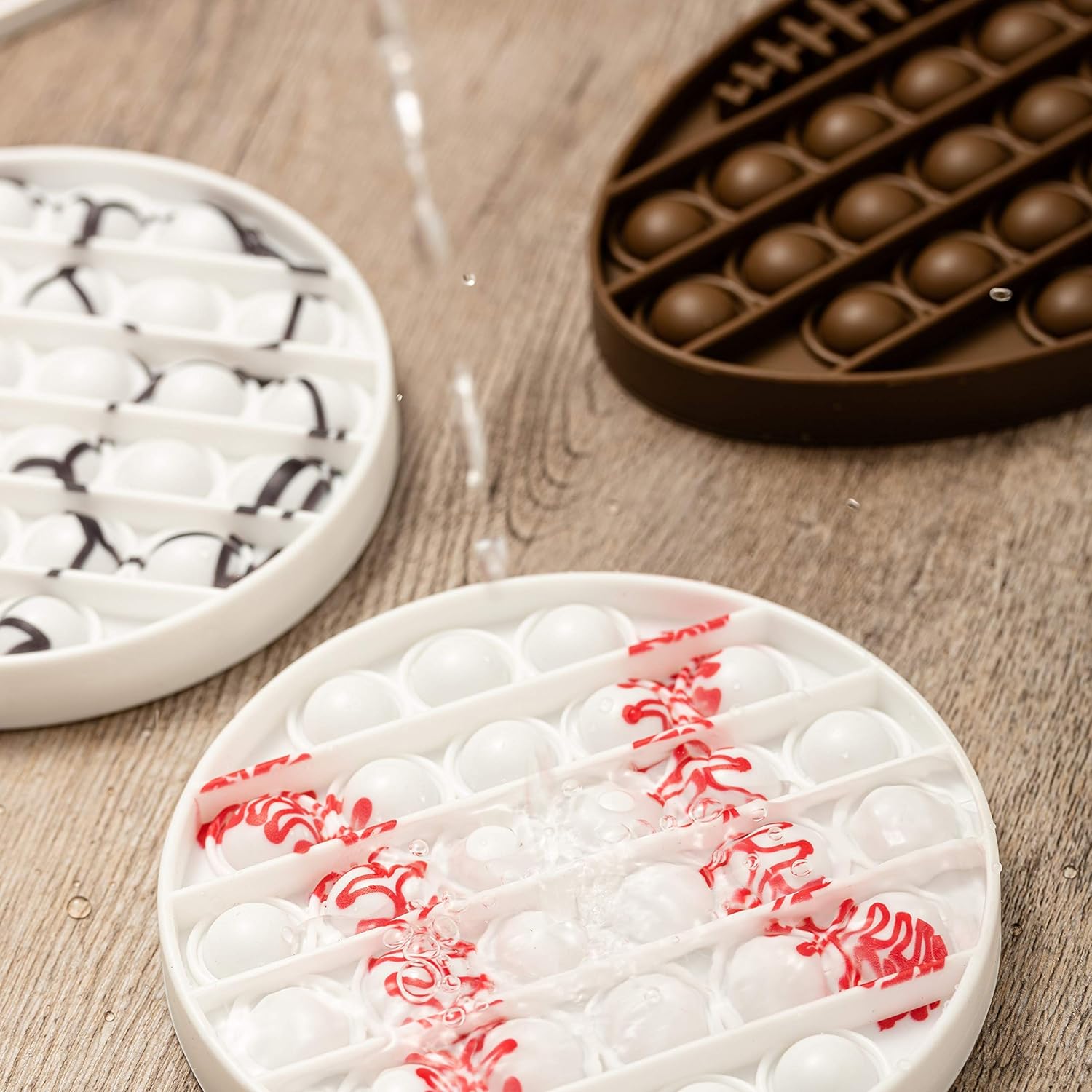 Redding Co Push Bubbles Pop Fidget Toy | ADHD Anxiety Focus Boys Girls Children Stress Relief Silicone Squeeze Toy | Kids Birthday Party Favor Holiday X-Mas Gift Idea Toy (Baseball 3-Pack) : Toys & Games