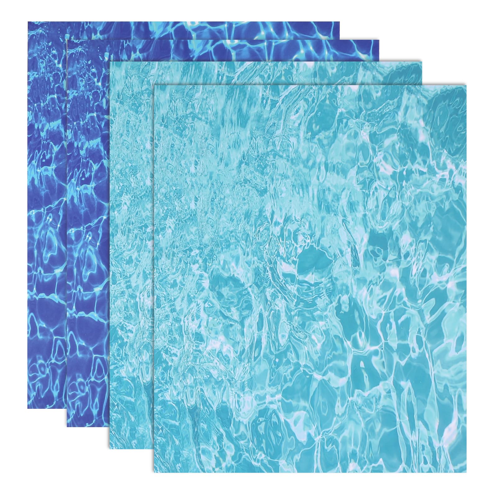 sourcing map 4 Pcs Ripple Water Sticker, Self Adhesive Artificial Water Wave Effect Stickers 11.69"x8.27" Dollhouse Wallpaper Sheets for DIY Dollhouse, Miniature Landscapes, Dark Blue,Sky Blue
