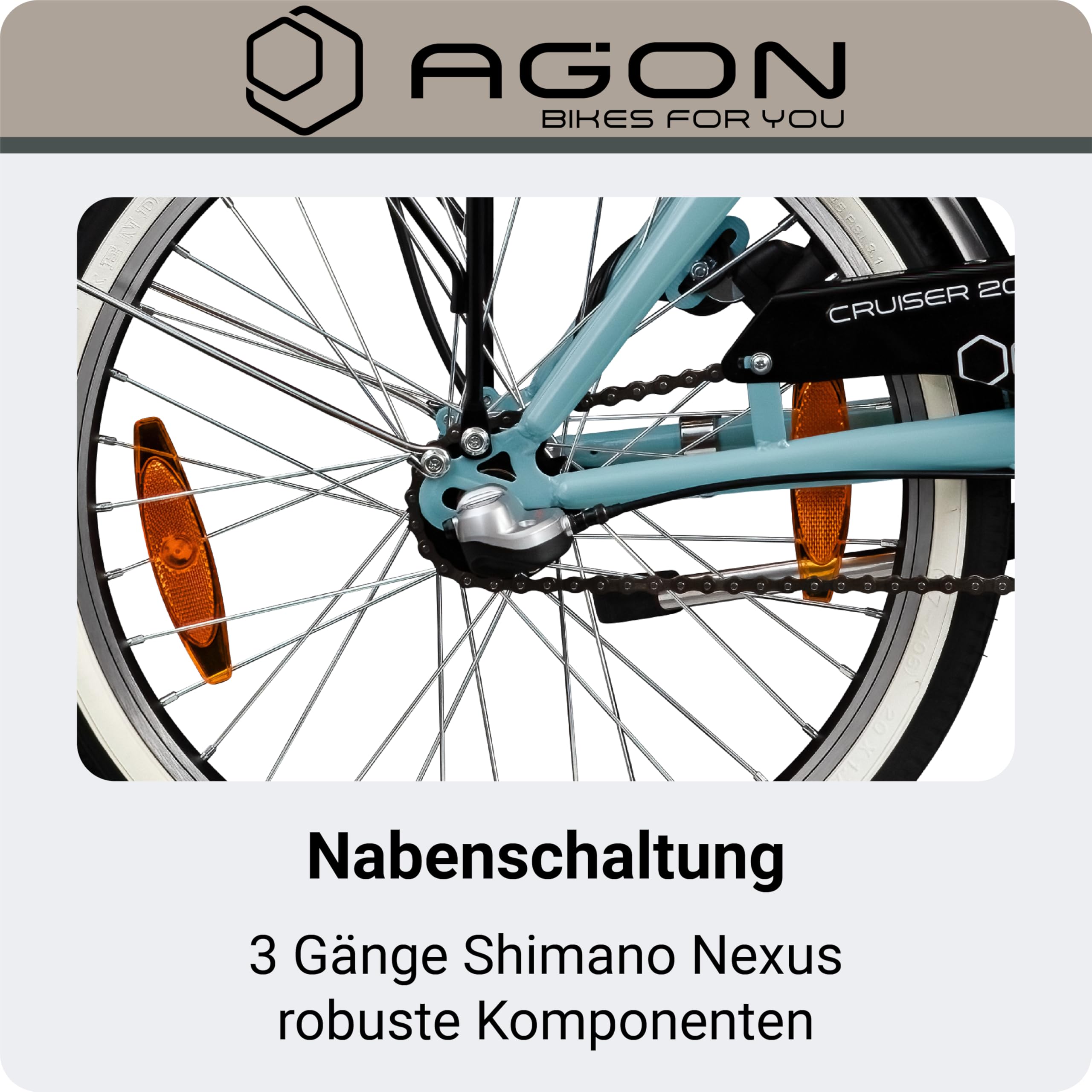 AGON Klappfahrrad 20 Zoll Faltrad Klapprad Fahrrad Cruiser 20" StVZO Beleuchtung