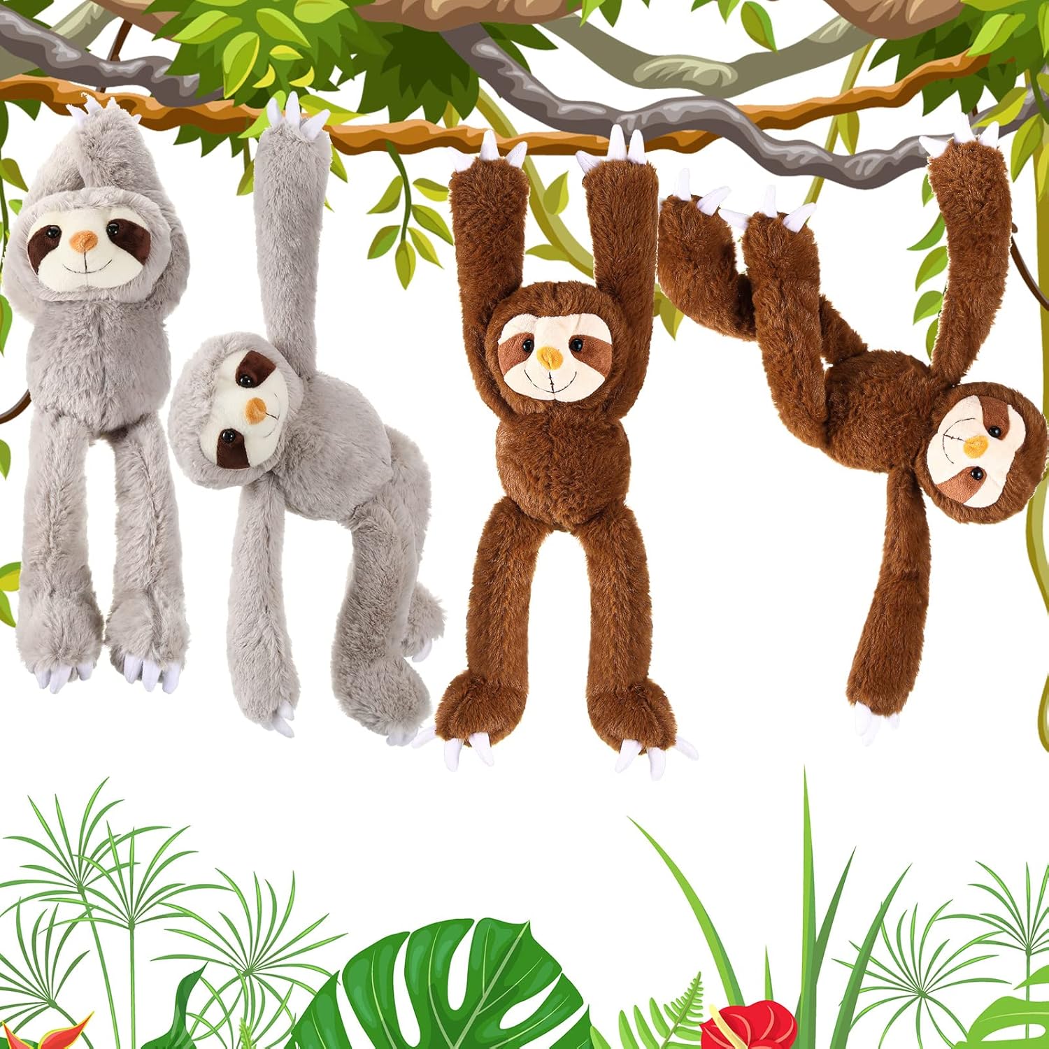 Queekay 4 Pcs Hanging Sloth Stuffed Animal, Sloth Plush