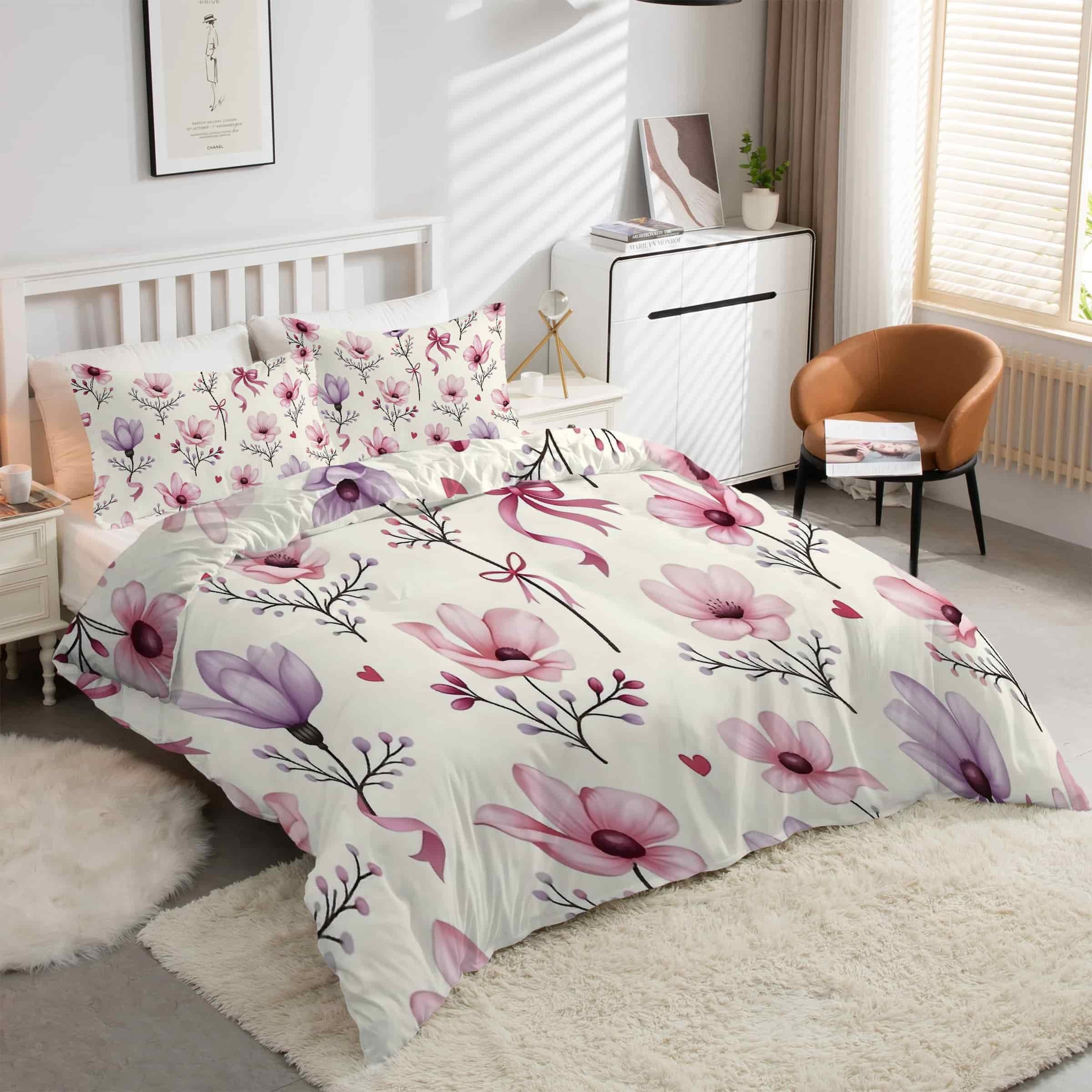 Housse de couette 220x240 fleurie pour l'ambiance de chambre