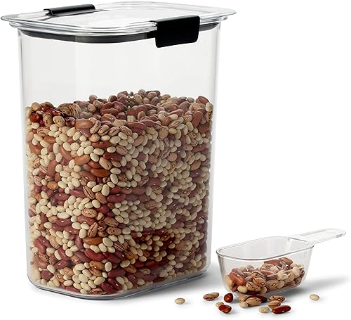 Vista 18 de Rubbermaid Brilliance - Recipiente para almacenar cereales con boquilla abatible, aptos para lavavajillas, diseño transparente con color azul, 32