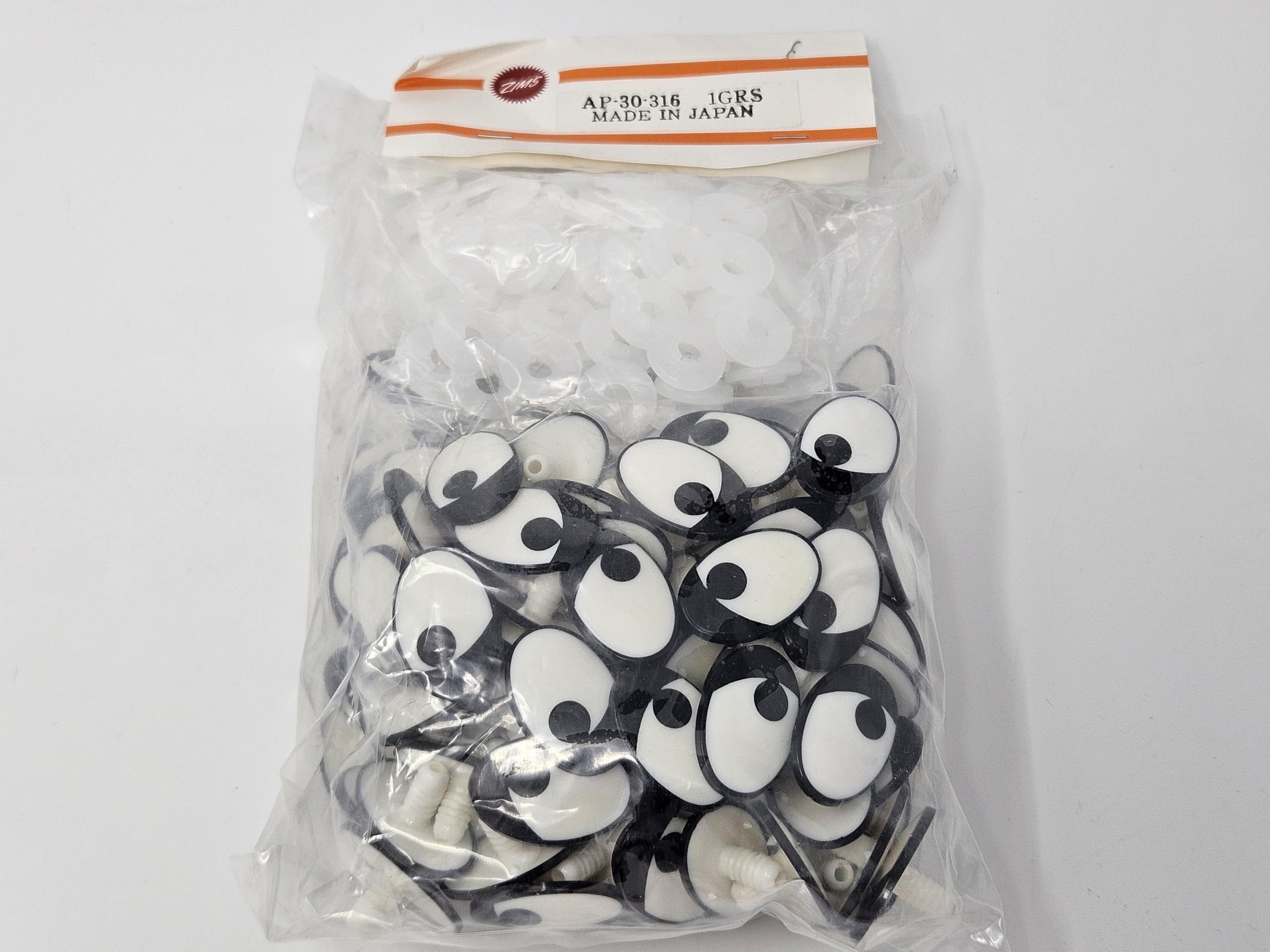 Generic Zim's 30mm Oval Black & White with Eyelid Comical Cartoon Plastic Safety Eyes for Craft Amigurumi Dolls, Toys or Puppets (Bulk Pack of 144), AP30-316-Bulk