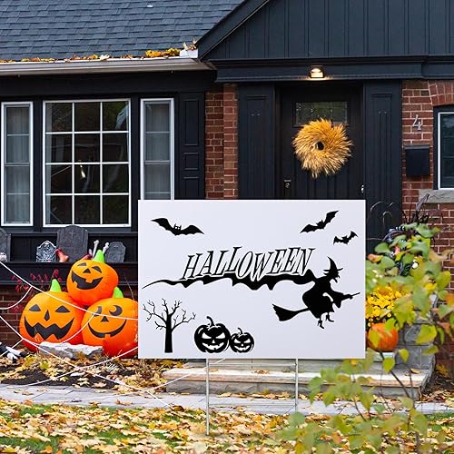 Miniatura 5 de Leinuosen 10 juegos de letreros de plástico corrugado de 24 x 36 pulgadas, letreros en blanco para patio con estacas en H corrugado, hoja de cartel