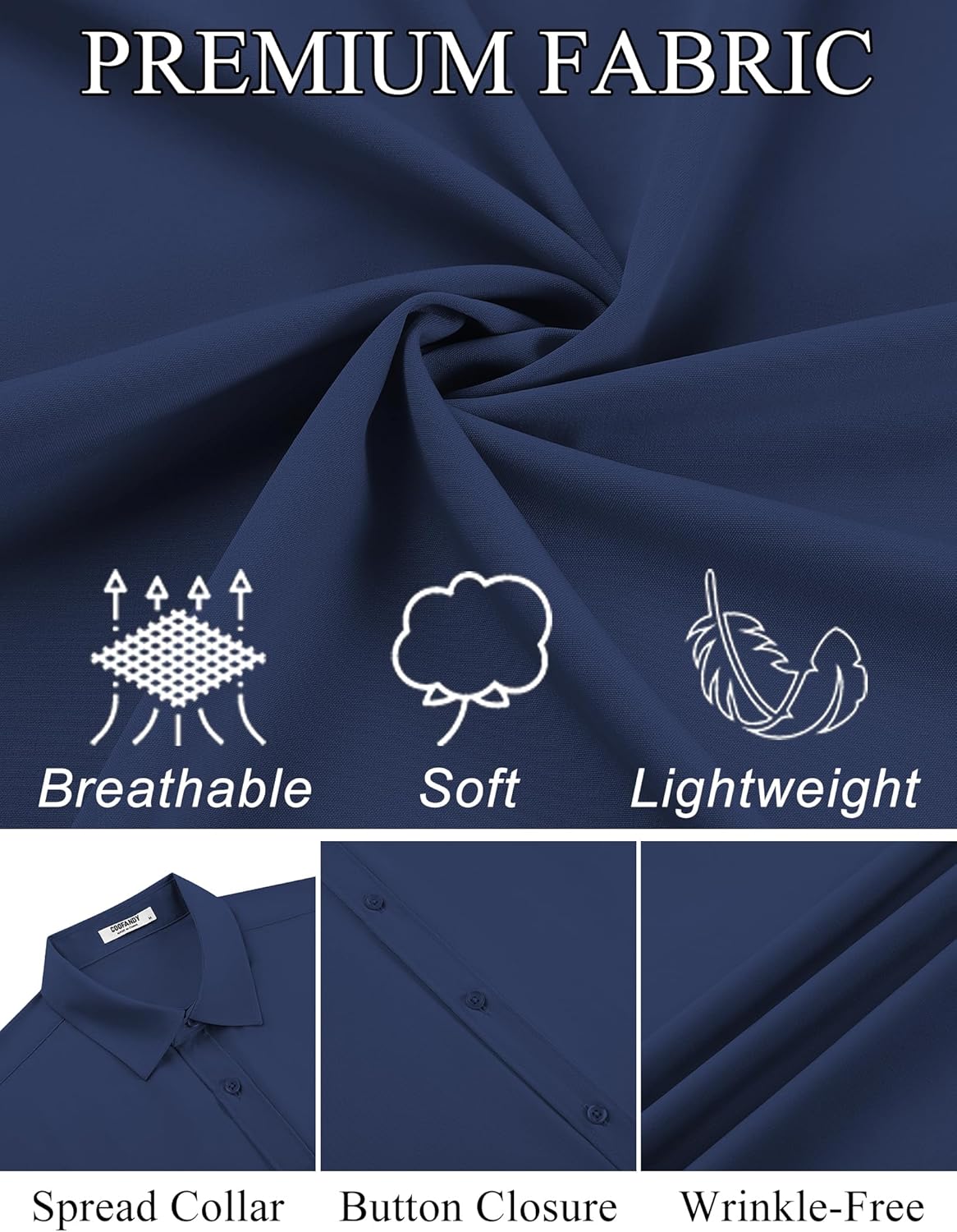 COOFANDY Mens Dress Shirts Button Down Short Sleeve Shirt Summer Shirts Business Casual Wedding Shirt - Image 5