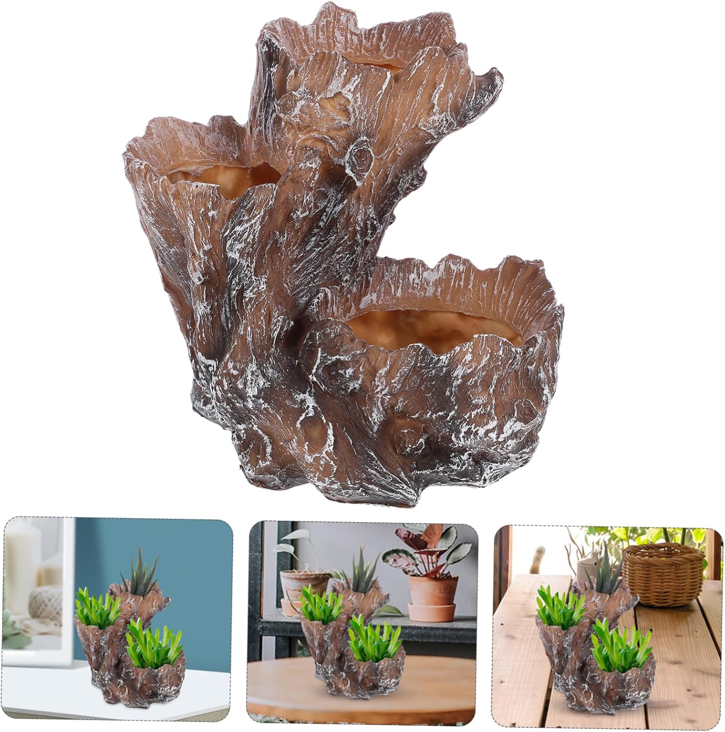 Yardwe Resin Simulation Tree Root Pot Bonsai Planter for Indoor Use Decorative Container for Artificial Plants Elegant Desktop Ornament for Home and Room