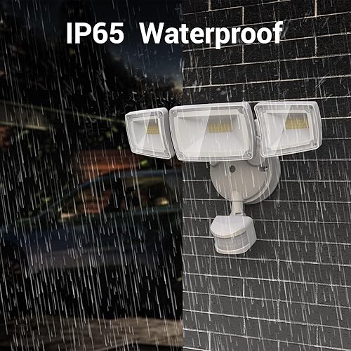Miniatura 7 de USTELLAR Luces LED de seguridad de 55 W, luz con sensor de movimiento para exteriores con control remoto, luces de inundación LED del atardecer al