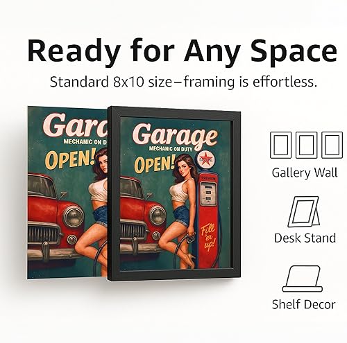 Miniatura 7 de Impresión artística vintage para pared (8 x 10 pulgadas sin marco), póster clásico de mecánica de chica pin up para cueva de hombre y taller,