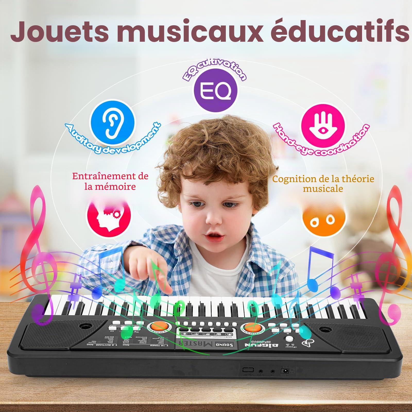 m zimoon Clavier Piano Enfant, 49 Touches Clavier Électronique Numérique avec Microphone Early Éducation Musical Instrument Musique Clavier Anniversaire Cadeaux Noël Âge pour 3-12 Ans Filles Garçons