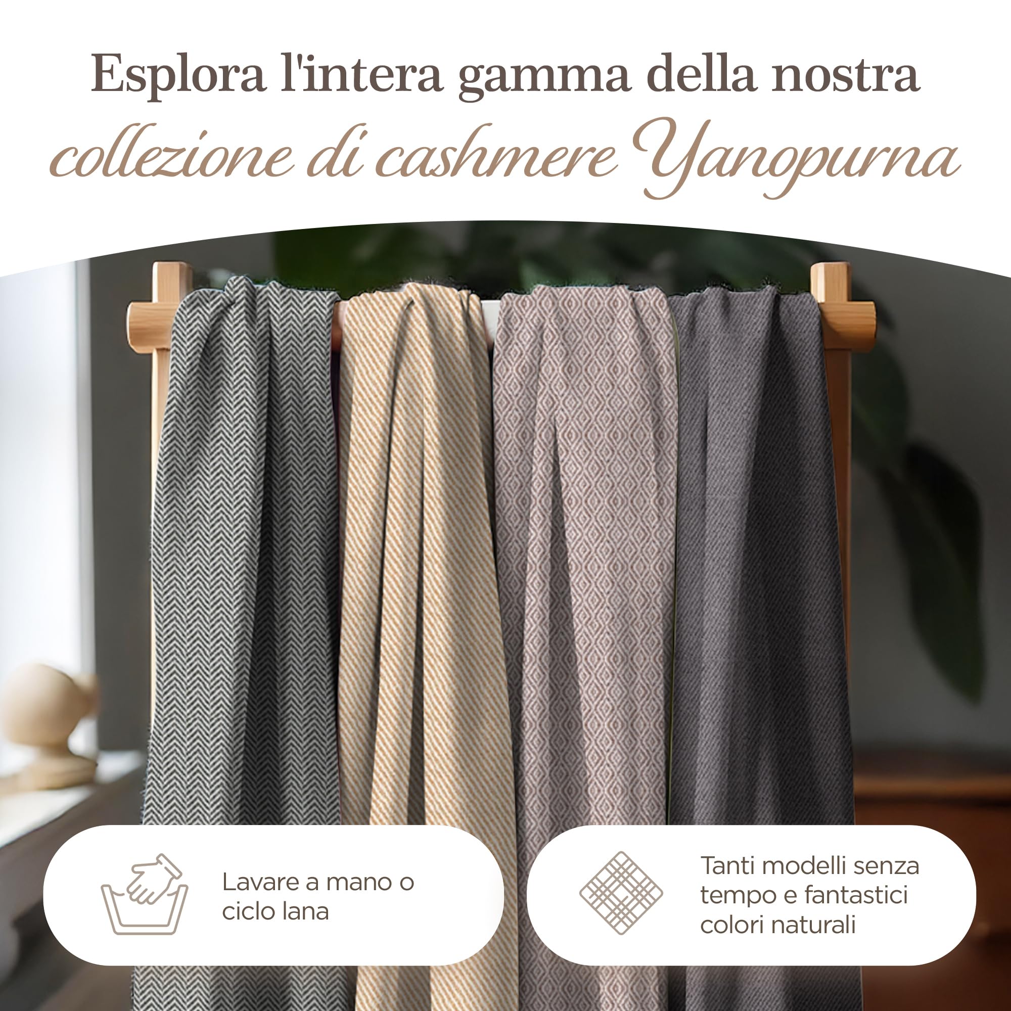 Sciarpa in Cashmere Unisex - Sciarpa in Lana di Cashmere per Donna e Uomo Leggera a Motivo a Quadri - Sciarpa Avvolgente Calda 68 x 190 cm, Sciarpa al Collo - Prodotto in Nepal
