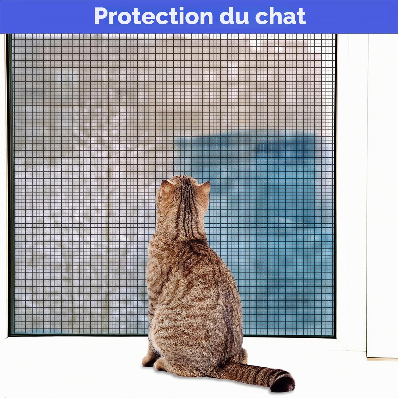 Moustiquaire de fenêtre 150x400 cm - Fibre de verre - Protection contre les insectes - Moustiquaire et grille de fenêtre - Robuste - Protection pour chats - Moustiquaire en gaze découpable pour