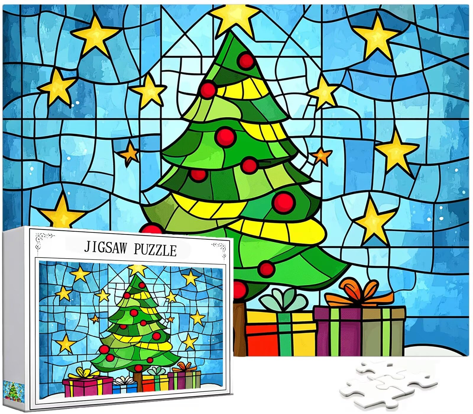 Puzzle dla dorosłych 5000 sztuk, puzzle 5000 elementów dla dorosłych, drewniana łamigłówka wymagająca gra z opakowaniem na prezent do dekoracji domu, prezenty dla kobiet mężczyzn, motyw: choinka