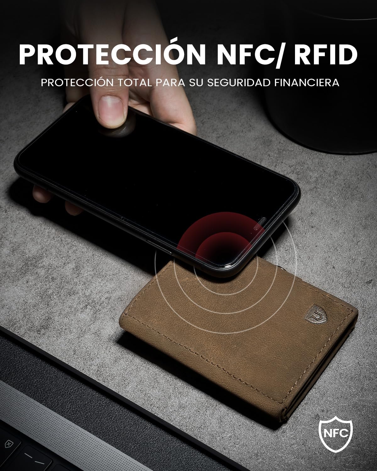 LORZOR Slim Wallet Billeteras para Hombre, Monedero Hombre Pequeño, Tarjetero Hombre con Protección RFID, Carteras para Hombre con Monedero, Cartera Hombre Piel 9-10 Tarjetas, Mini