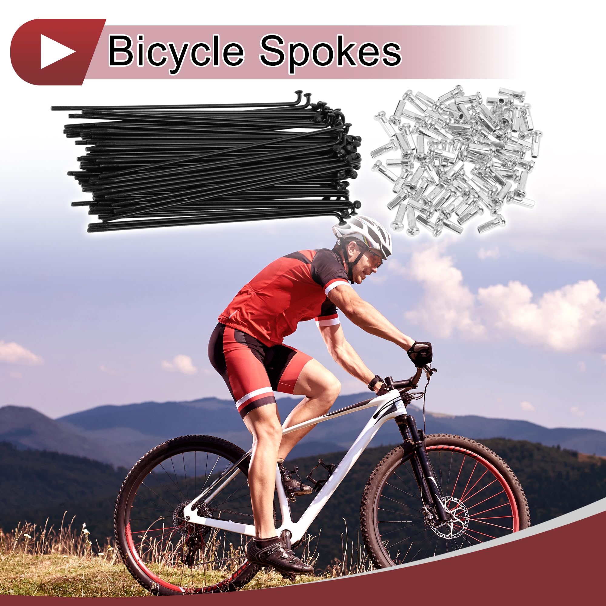 72 Set 14g Bici Raggi 120mm Raggi Ruota Bicicletta Acciaio al Carbonio Nero