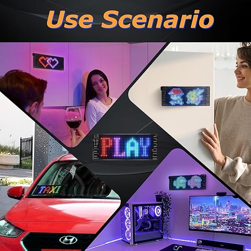 Miniatura 7 de Letrero LED para automóvil, 7 x 3 pulgadas, señal digital flexible, control de aplicación de 5 V, letrero LED de desplazamiento programable para