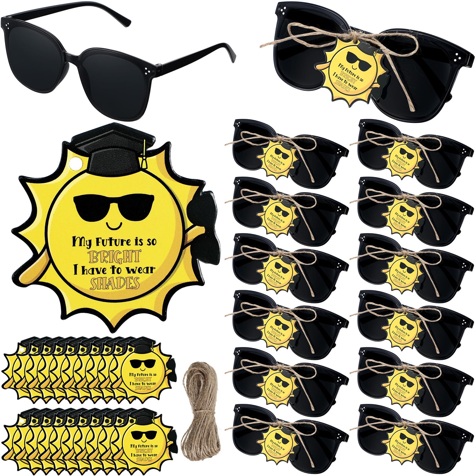 Saysurey 25 Sets Graduation Gifts Kids Sunglasses My Future Is Bright I Have to Wear Shades Inspirational Cards Graduation Party Favor