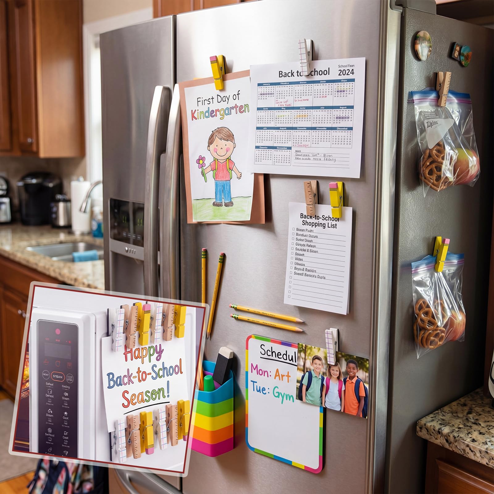 Tenceur Bunte Bleistift-Magnet-Clips für Lehrer, Whiteboard, Kühlschrankmagnet mit Holzklammern, für Lehrer, Kühlschrank, Klassenzimmer, Must-Haves, Wäscheklammern für Fotos, 30 Stück