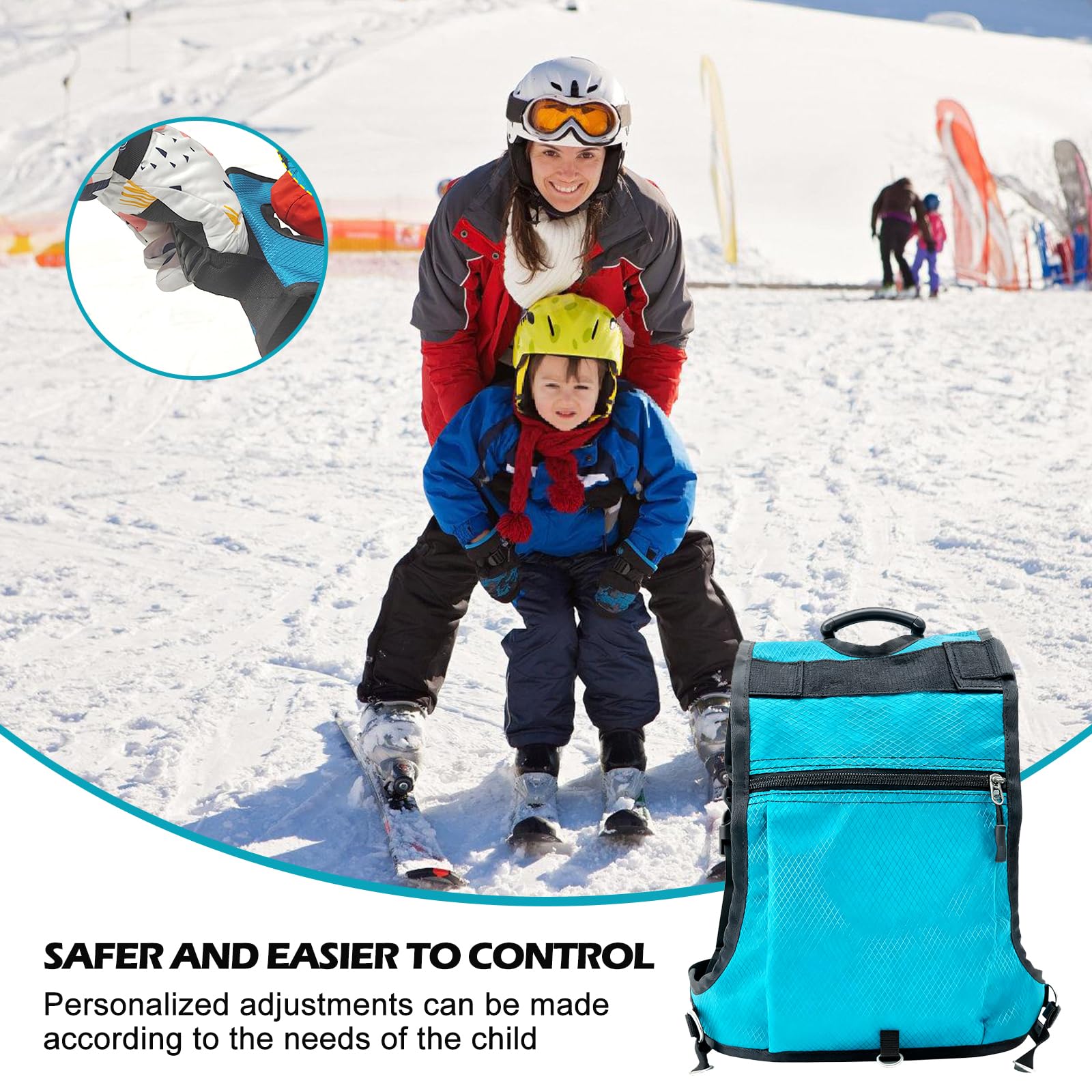 GOMETY Ski und Snowboard Gurt für Kinder, Ski Snowboard Gurt, Skating Trainingsgürtel, Kinder Skigeschirr mit Abnehmbarer Leine, Kinder Skischultergurt für Skating Skifahren Radfahren Anfänger