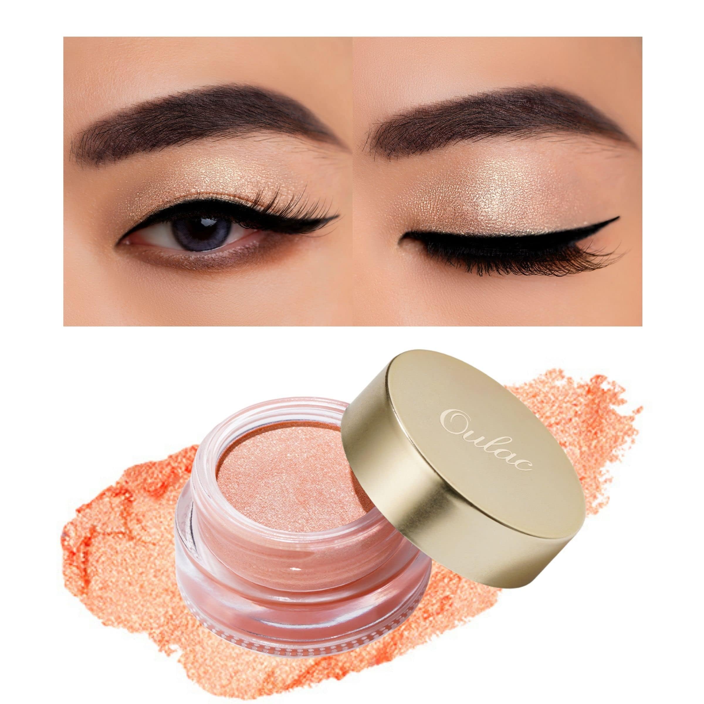 OULAC Cream Eyeshadow, Glitter Peach Eyeshadow, Holds Makeup For 12 Hours +, Waterproof and Sweatproof, Crease Resistant, Vegan