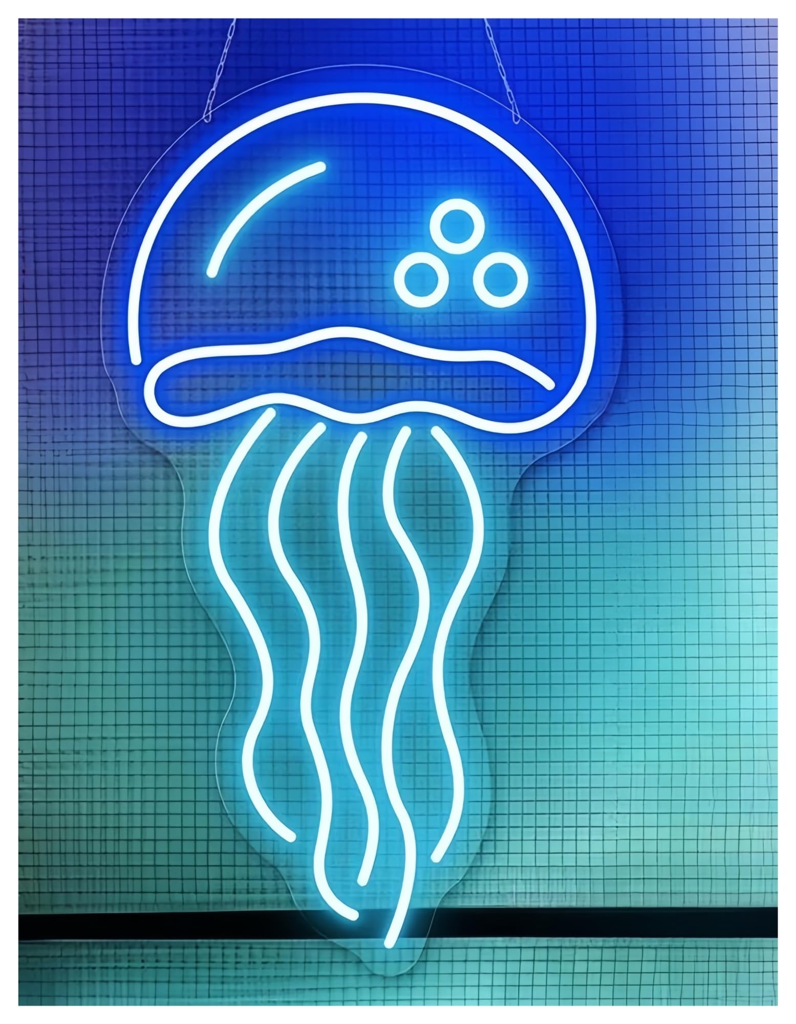 Shouxi E Sign Lamp Jellyfish Neon Sign Kids Room Bedroom Wall Decor For Teens 50X30cm(E)