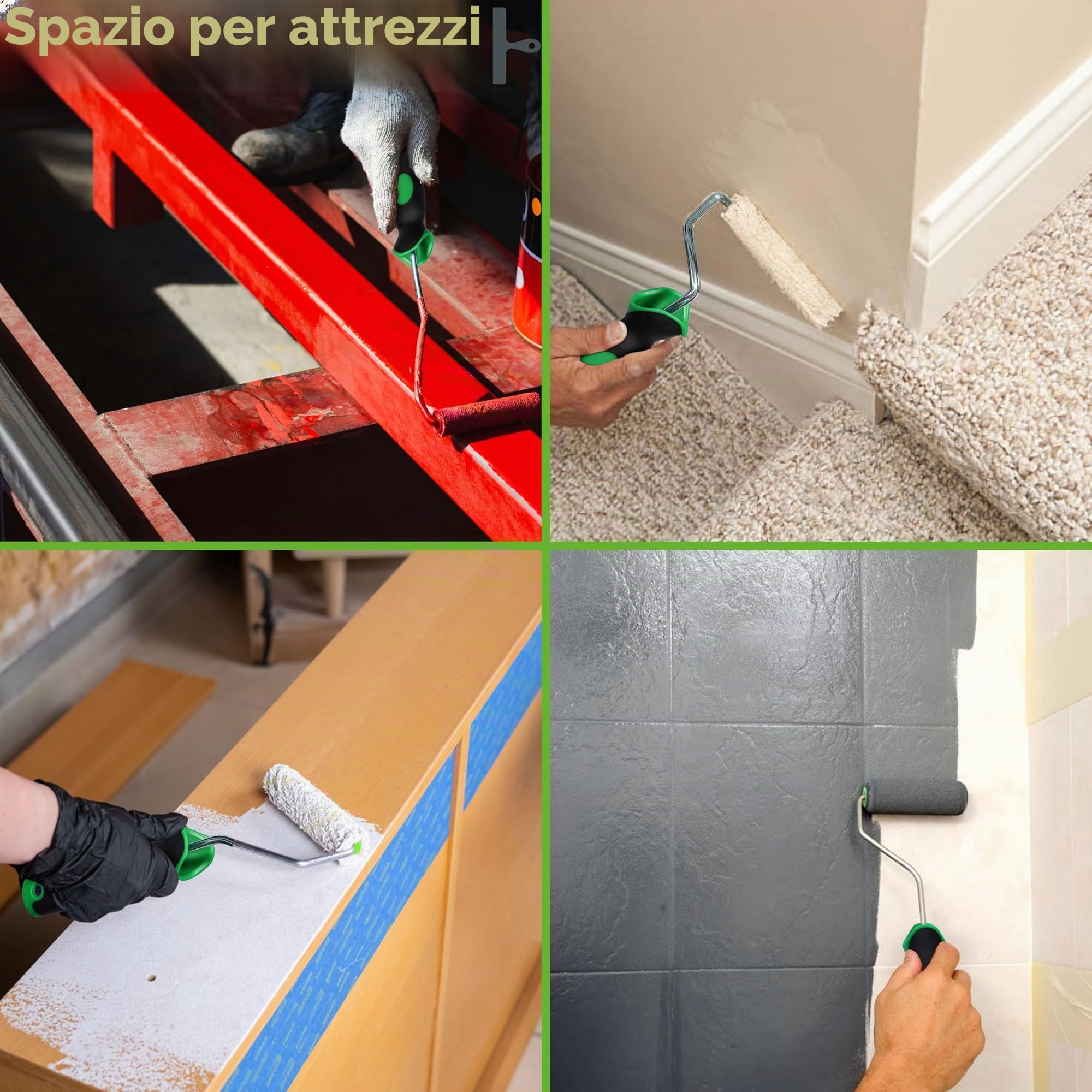 ToolSpace 10 Pezzi Rullo per Pittura - 7 cm Rulli Set Poliacryl con Pelo Lungo - Rulino per Verniciatura Verniciare - Ricambio con Manico per Porte - Kit Pitturare Pareti Interni Esterni - Superfici