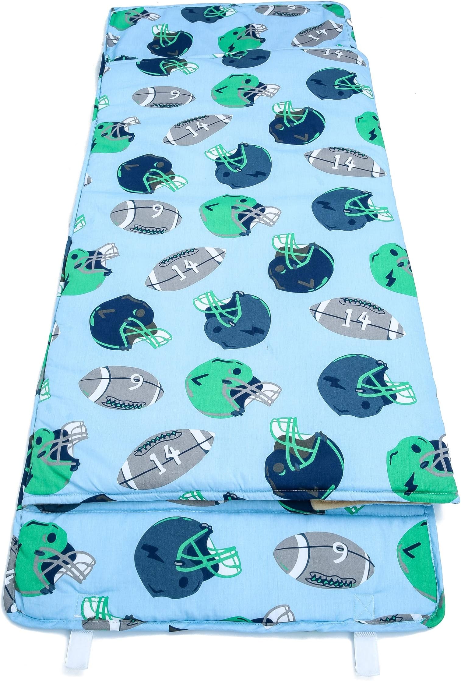 HESEAM for Kids, Nap Mat, Cotton Mat with Removable Pillow, Carry Handle with Straps Closure, Rollup Design, Soft Microfiber for Preschool, Daycare, Travel Sleeping Bag,3-7 Years - Sport