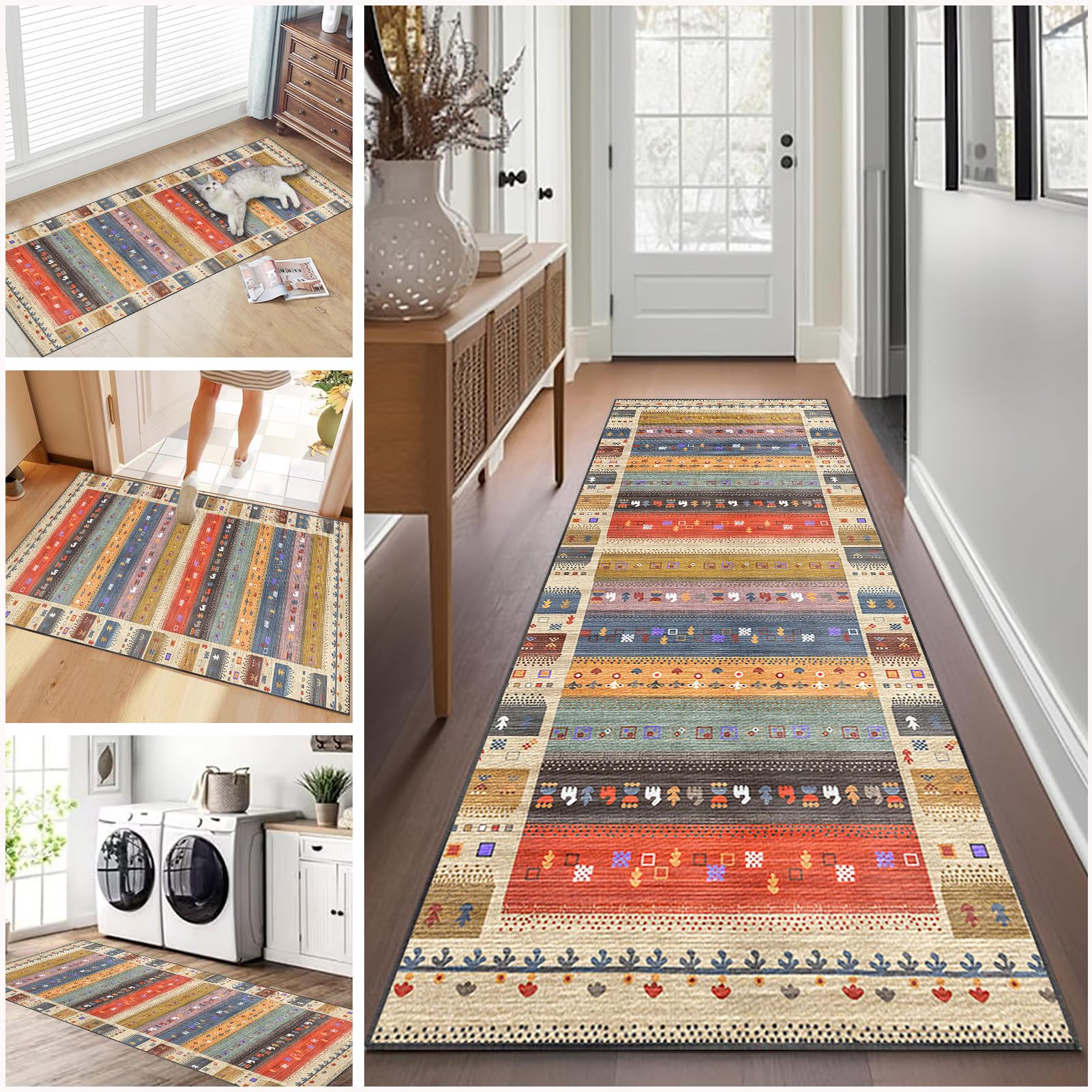 Ruxevnsy 224A Carpet Runners For Hallways 120 X 250 Cm Non-Slip Long Kitchen Rug Washable Runner Rug For Hallway Entryway Kitchen Carpet Runner Heavy-Duty Hall Runner Narrow Rugs Doormat Hallway Kitchen Runner Rug